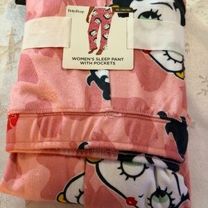NWT Betty Boop Pajama Sleep Pants Pink with Pockets Sz XL Gorgeous